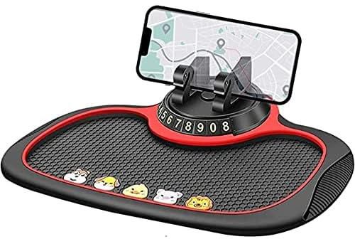 Karomouj KMA486 Anti-Slip Car Dashboard Rubber Mat | Non-Slip Pad with Phone Holder | 360 Degree Rotating Phone Holder for Phones,GPS, Sunglasses, Keys, Coins (Black Pack of 1)