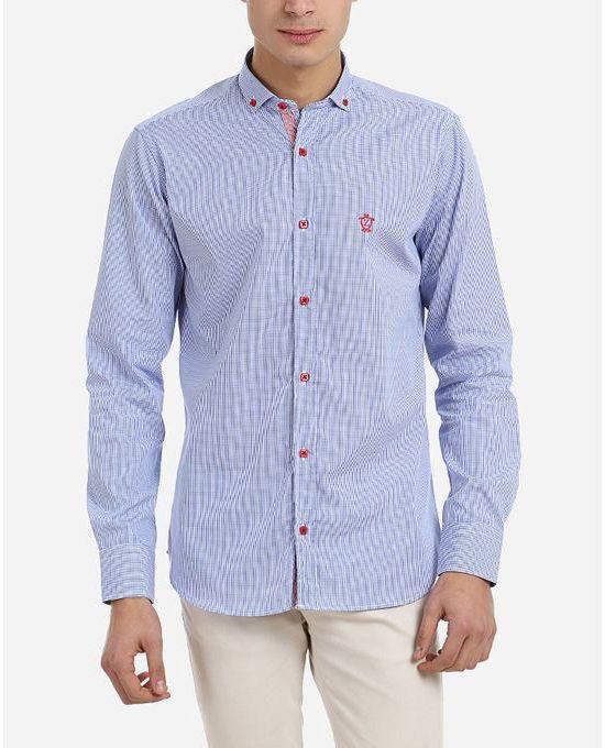 ZAD by Arac Plaid Buttoned Shirt - Navy Blue & White