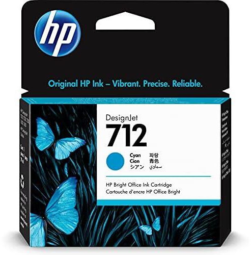 HP 712 3ED67A 29-ml Genuine HP Ink Cartridge with Original HP Ink, for DesignJet T650, T630, T250, T230 & Studio Large Format Plotter Printers and HP 713 DesignJet Printhead,Cyan