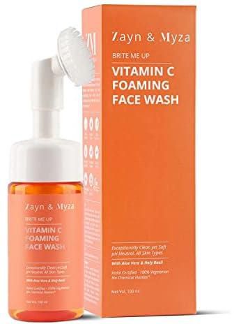 ZM Zayn & Myza Vitamin C Foaming Face Wash With Built-In Deep Cleansing Brush For Men & Women, All Skin Types, 100 ml