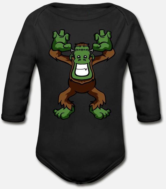 Bigfoot Frankenstein Organic Long Sleeve Baby Bodysuit