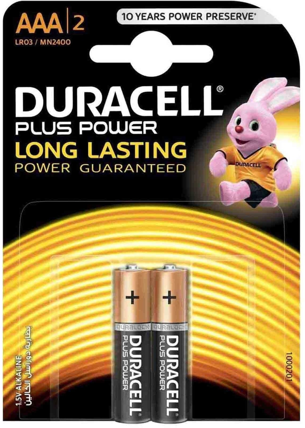 Duracell Plus Power Type AAA Alkaline Battery - 2 Batteries