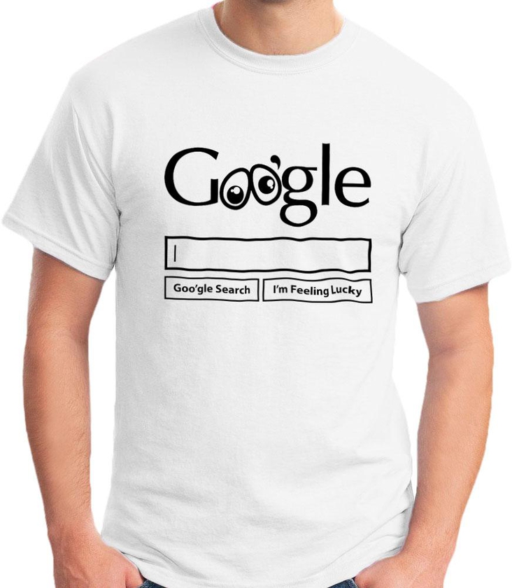 Google Eyes Round Neck Unisex Short Sleeve T Shirt - 5 Sizes (White)