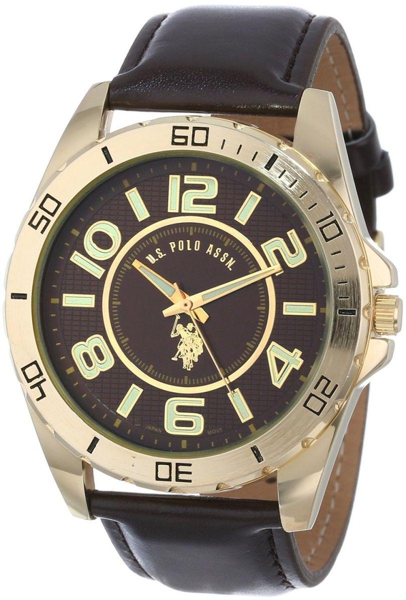 U.S. Polo Assn. Classic Men's Brown Dial Leather Band Watch - USC50012