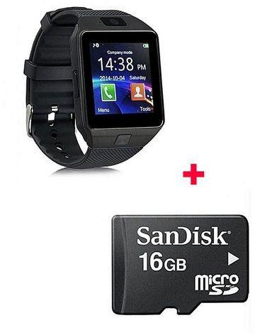 Generic DZ09 Smart Watch Phone + Free 16gb Memory Card - Black
