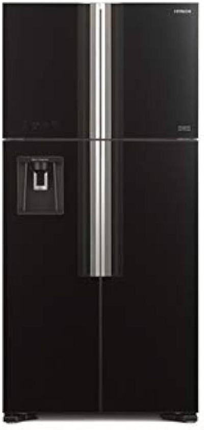 Hitachi Refrigerator, No Frost, 760 Liters, 4 Doors, Touch Digital Screen, Water Tap, Glass Black, RW760PUK7GBK