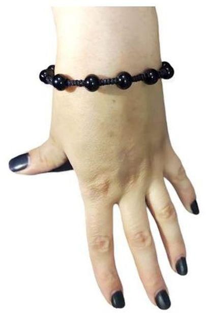 Bracelet For Men Black Stones _with Rope