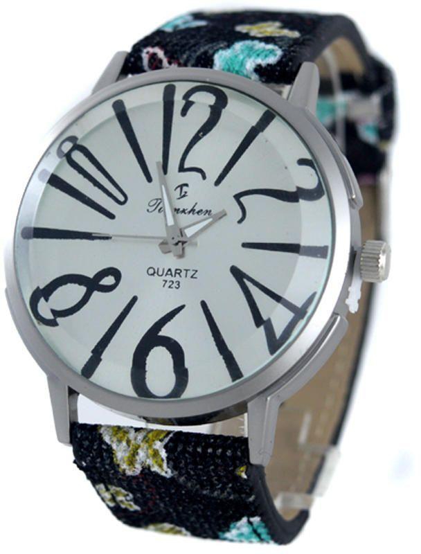 Quartz TIA-BK Genuine Leather Watch - Black