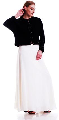 Solid Shade Knitted Flare Fit Maxi Skirt - Size: L (Ecru)