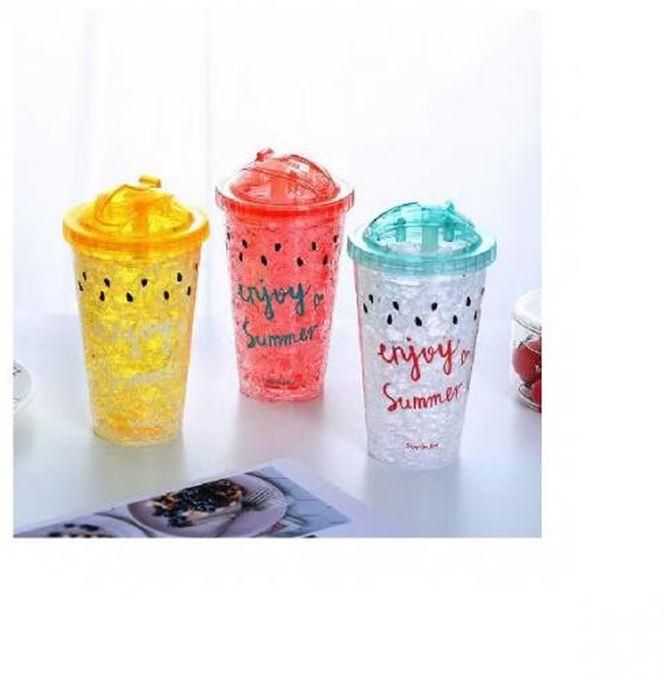 Double Wall Acrylic Ice Smoothie Cups With Re-usable Straw