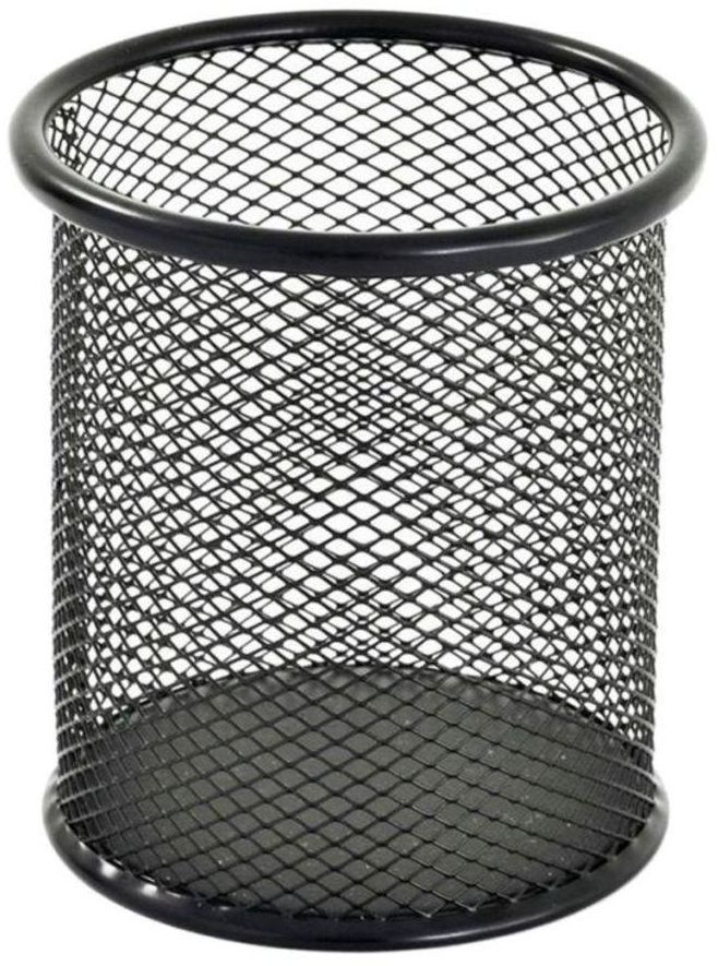 Metal Cylindrical Pen Holder Silver