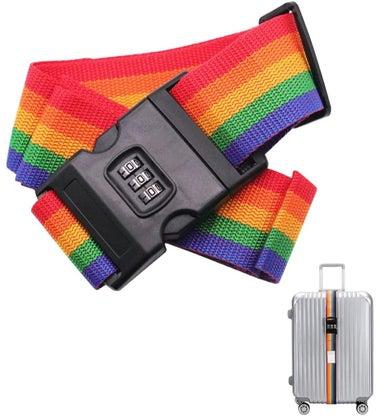 Rainbow Password Safety Belt Adjustable Travel Luggage Strap Suitcase Strap Stylish Non-Slip Luggage Strap Lock Suitable for All Kinds of Suitcases