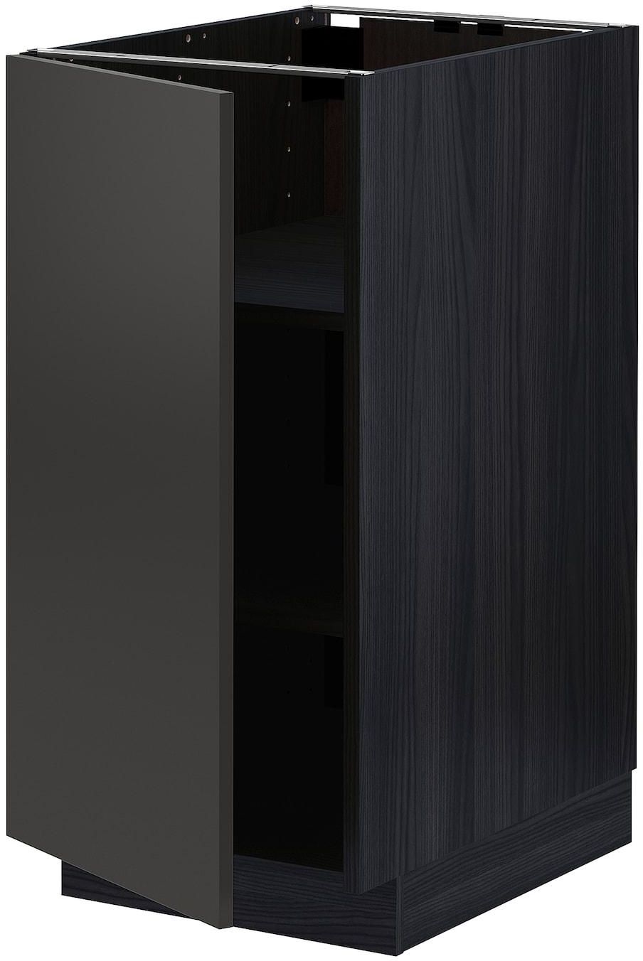 METOD Base cabinet with shelves - black/Nickebo matt anthracite 40x60 cm