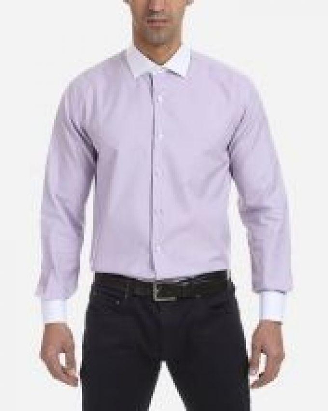Enzo White Club Collar Solid Shirt - Purple