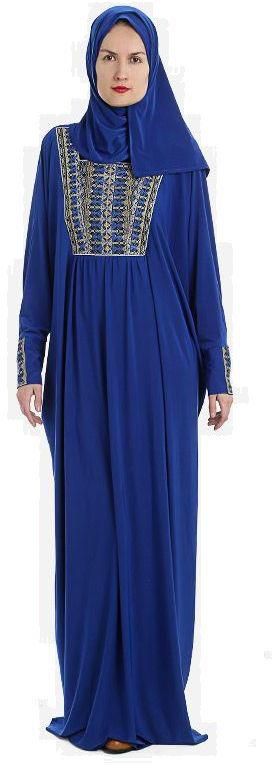 لبس صلاة  إسدال بالحجاب من الفيسكوز الناعم أزرق