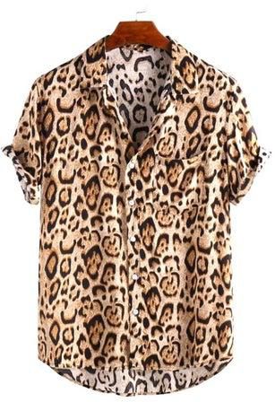 Leopard Print Short Sleeve Shirt Brown/Black