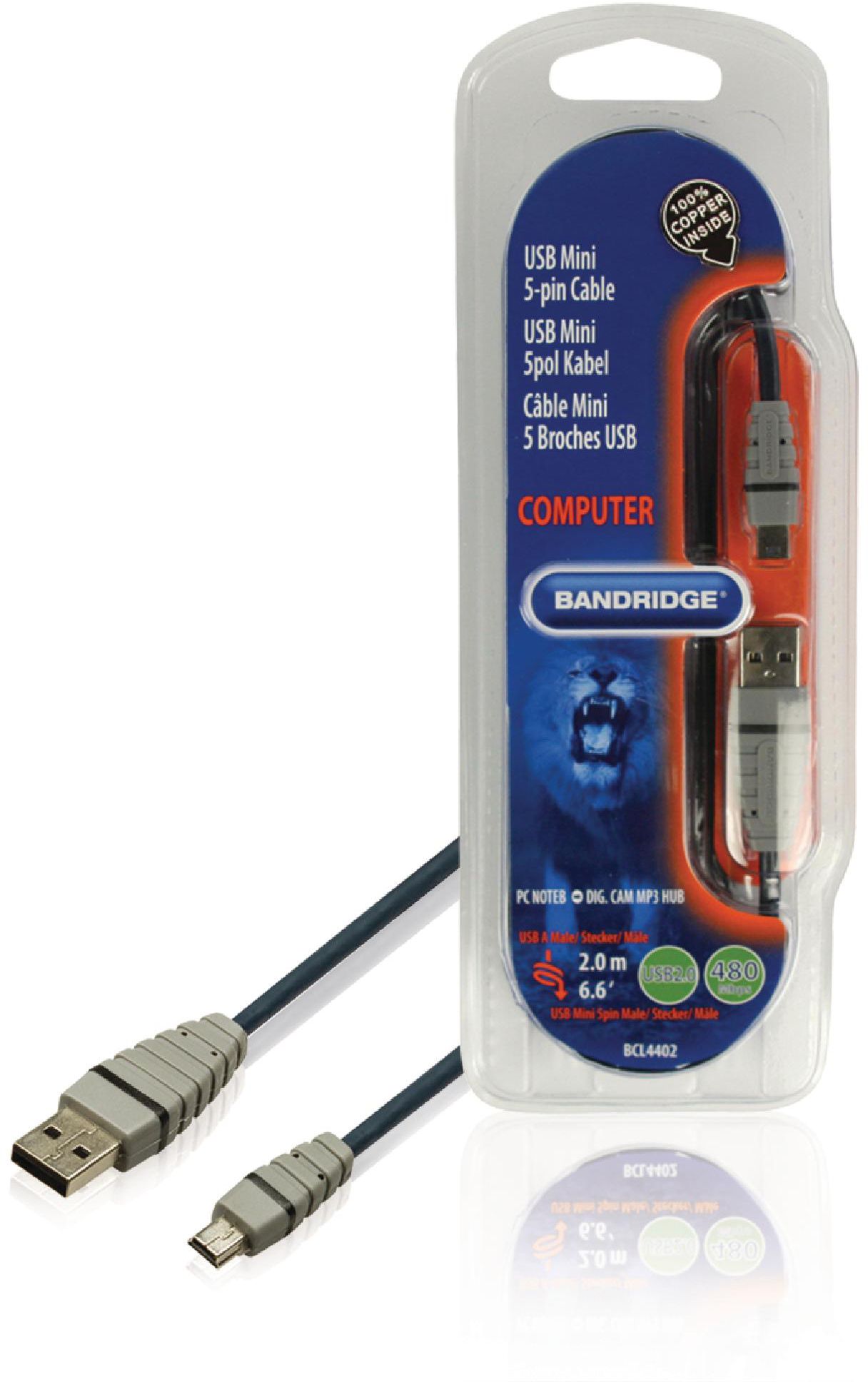 Bandridge BCL4402 Be Blue USB Mini 5-pin Cable