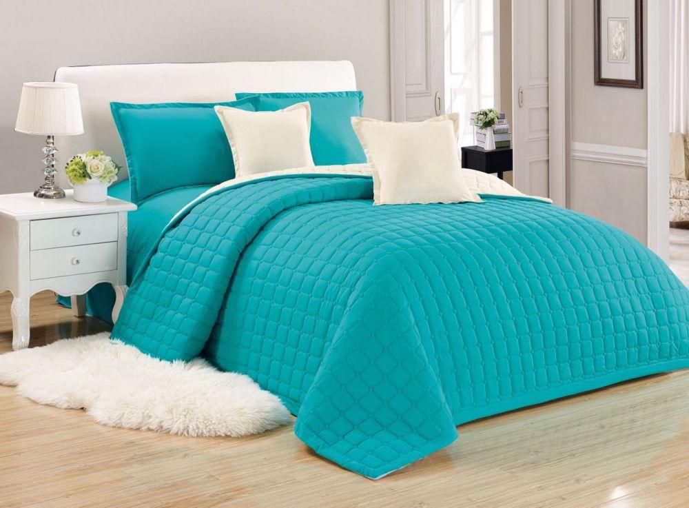 Compressed Comforter two-sided Color Set 6 Pieces by Moon,Turquoise, King Size, NO.10