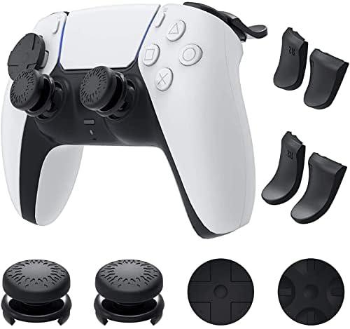 Accessories Kit Bundle for PS5 Compatible with DualSense Controller, Thumb Grips Sticks Joystick + L2 R2 Trigger Extender+D-pad Button for Playstation 5 Controller, Anti-Slip Replacement Parts