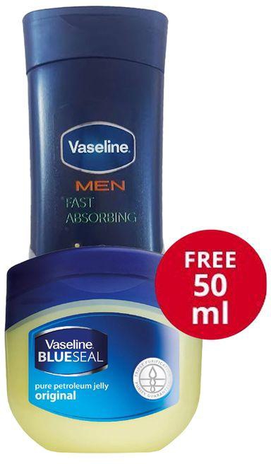 Vaseline Men Fast Absorbing Lotion 200ml + FREE 50ml Petroleum Jelly