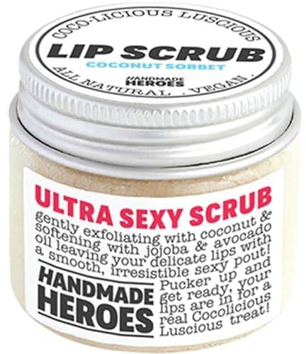 100% Natural Lip Scrub, Vegan Conditioning Coconut Lip Exfoliator - Gentle Exfoliant, Sugar Lip Polish and Lip Exfoliator Scrubber for Chapped and Dry Lips, 1oz (Coconut Sorbet)