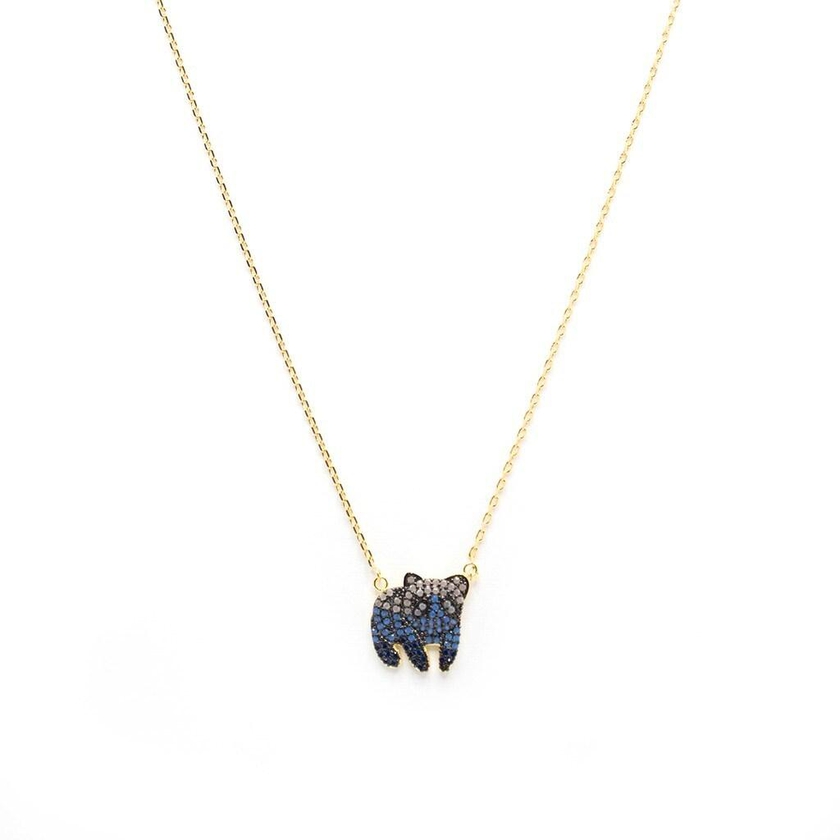 TANOS - Gold Plated Chain Necklace  Panda Bear Full Stone
