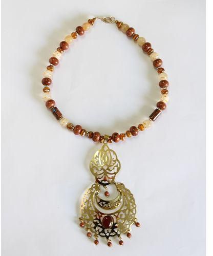 Khan El-Holy Stones Pendant Necklace - Brown