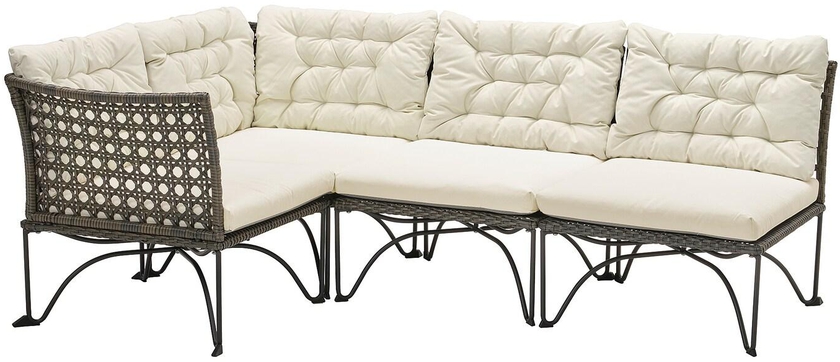 JUTHOLMEN Modular corner sofa 3-seat, outdoor - dark grey/Kuddarna beige