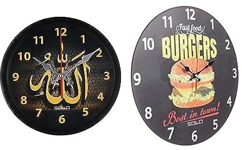 Bundle of SOLO Wall Clock Black +Solo b601 wooden round analog wall clock - 40 cm