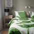 KUNGSCISSUS Duvet cover and 2 pillowcases - white/green 240x220/50x80 cm