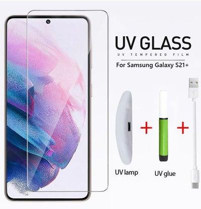 Samsung Galaxy S21 Plus UV Screen Protector 6D Tempered Glass 9H Adhesive Nano Liquid UV Glue Full Coverage Clear
