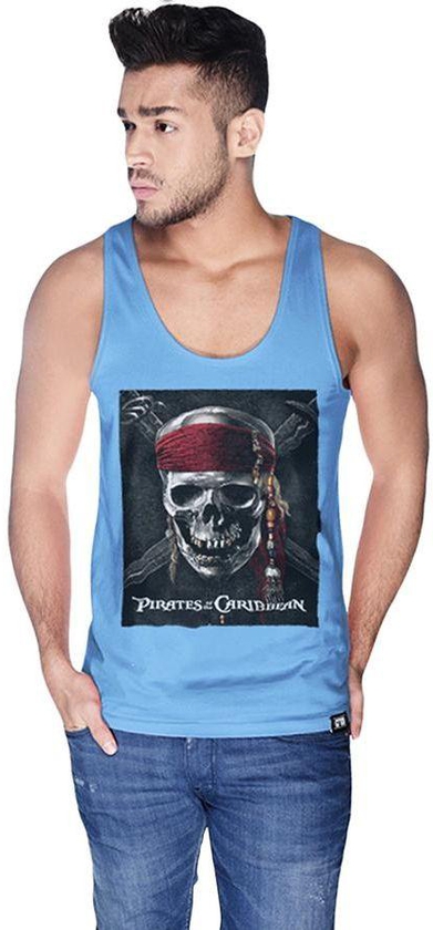 Creo Pirates of the Caribbean Movie Poster Printed Tank Top for Men - XL, Blue