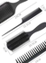 4-Piece Paddle Hair Brush And Comb Set Black