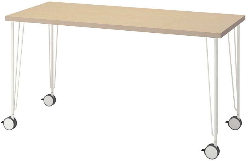 MÅLSKYTT / KRILLE Desk - birch/white 140x60 cm