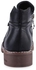 Fashion Zipper Design Solid Color Ladies Ankle Boots - Black