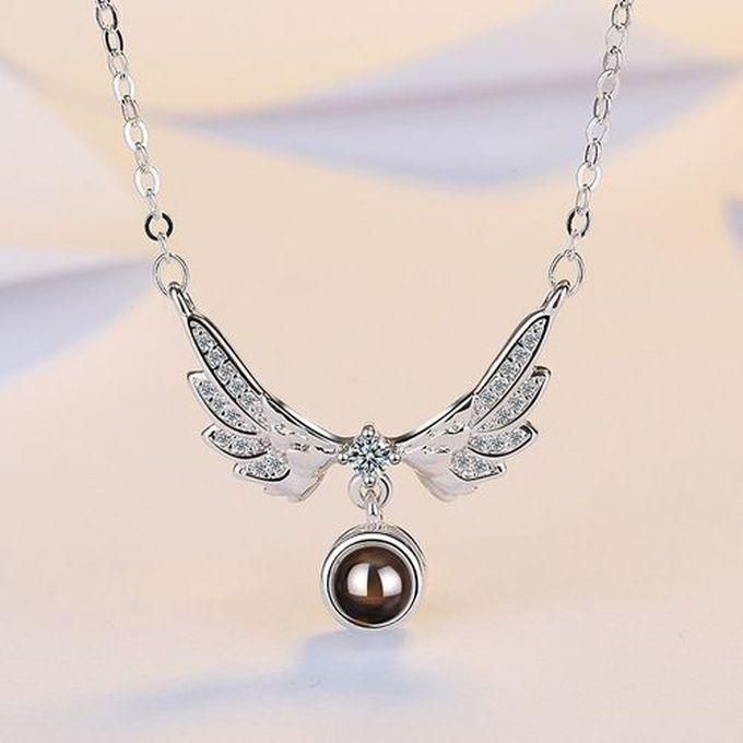 Italy Silver 925 Necklace Wings Love U In All Languages ​​of The World