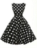 Stylish 50's Retro White Polka Dot Swing Dress in Black