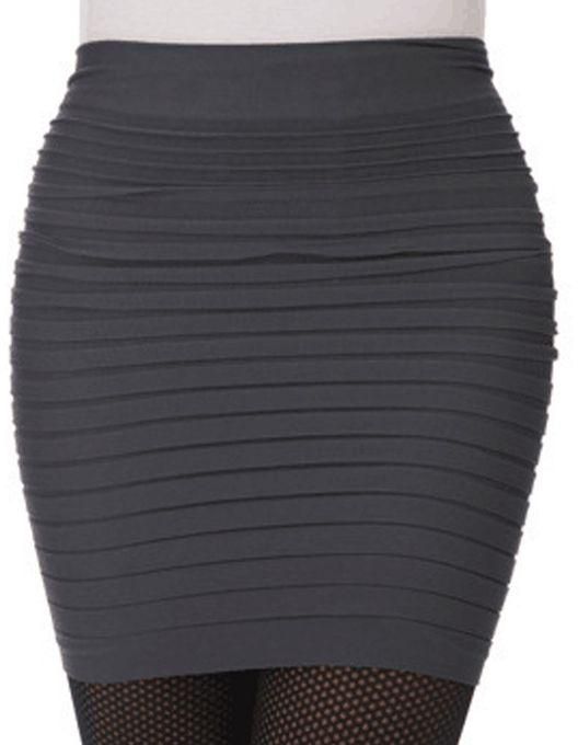 Neworldline 1PC Fashion Womens Elastic Pleated High Waist Package Hip Short Skirt GYPolyester-Gray