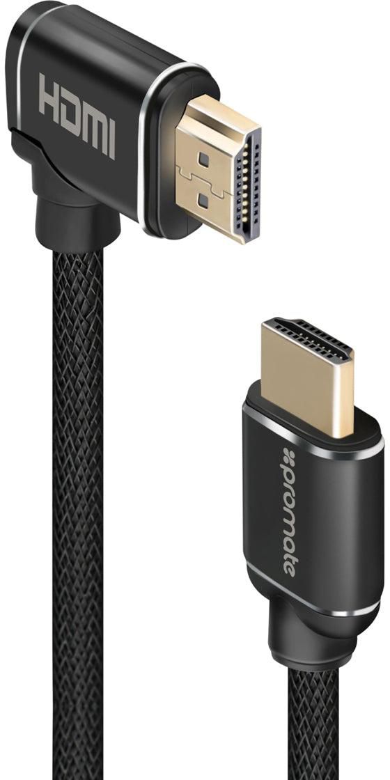 Promate - HDMI Cable, High-Speed 90 Degree Right-Angle 4K HDMI 5M Cable with 3D Video Support and 24K Gold Plated Connectors for HDTV’s Projectors, Computers, LED TV, and game consoles, proLink4K1-500