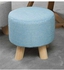 Modern Home Ottomans Round Stool Small Foot Rest Stool Cotton and Linen Ottomans Padded Seat Change Shoe Bench Vanity Pouffe Chair (Blue)
