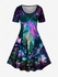 Plus Size Vintage Flower Horse Print Flare Dress - 5x | Us 30-32