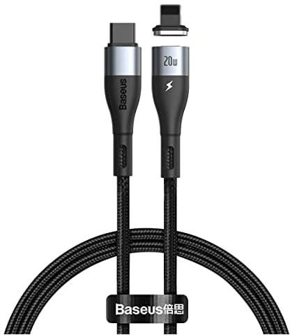 Baseus USB C to L Fast Charging Cable for iPhone 14 Pro Max, 20W PD Zinc Magnetic Power Delivery Data Transfer 1[M] Compatible with iPhone 11/13/12 Pro/Max/mini, New ipad 9 SE 6 7 8 X Plus Black