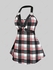 Plus Size & Curve Gothic O Ring Harness Plaid Backless Tank Top - M | Us 10