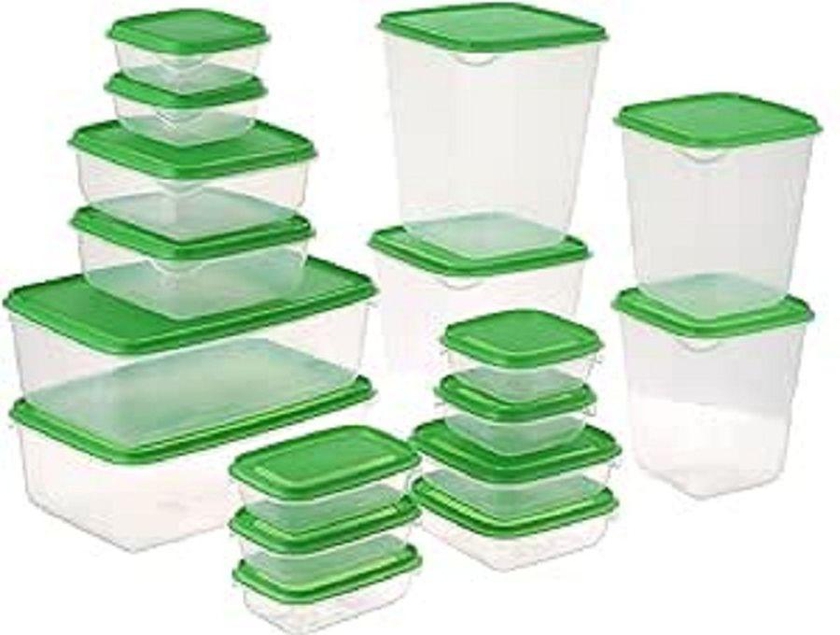 Food Keeper Boxs - Set Of 17 - Transparent/Green