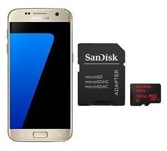 Samsung Galaxy S7 Dual Sim - 32GB, 4GB RAM, 4G LTE, Gold with 128GB MicroSD Memory Card price ...