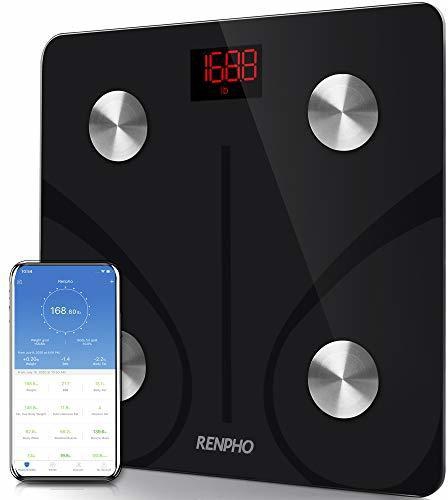 Renpho Body Fat Scale Smart Bmi Scale Digital Bathroom Wireless Weight Scale, Body Composition Analyzer With Smartphone App Sync With Bluetooth, 396 Lbs - Black