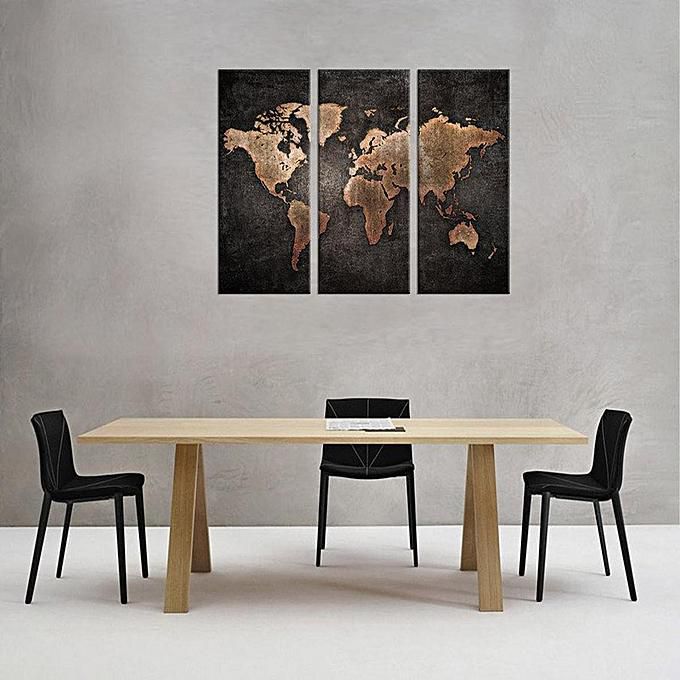 Generic 3 Panels Large World Map Modern Canvas Picture Print Wall Art Home Decor