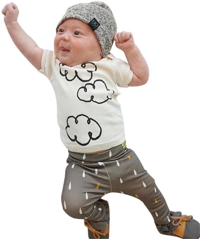 Baby Boys' 2 Pieces Pants Set Short Sleeve Cloud Pattern Comfortable Suit