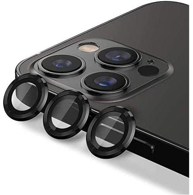واقي عدسة الكاميرا لجهاز iPhone 13 Pro Max 6.7 بوصة) من سبائك الألومنيوم والزجاج المقوى باللون الاسود