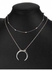 Gypsy Moon Shaped Pendant Necklace Set - Silver